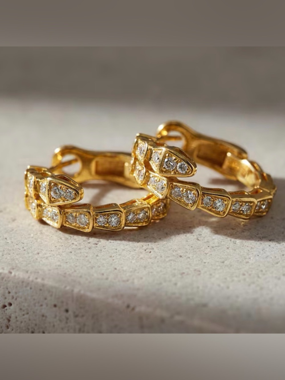 Serpenti Earrings Gold Pavé Hoop Earrings